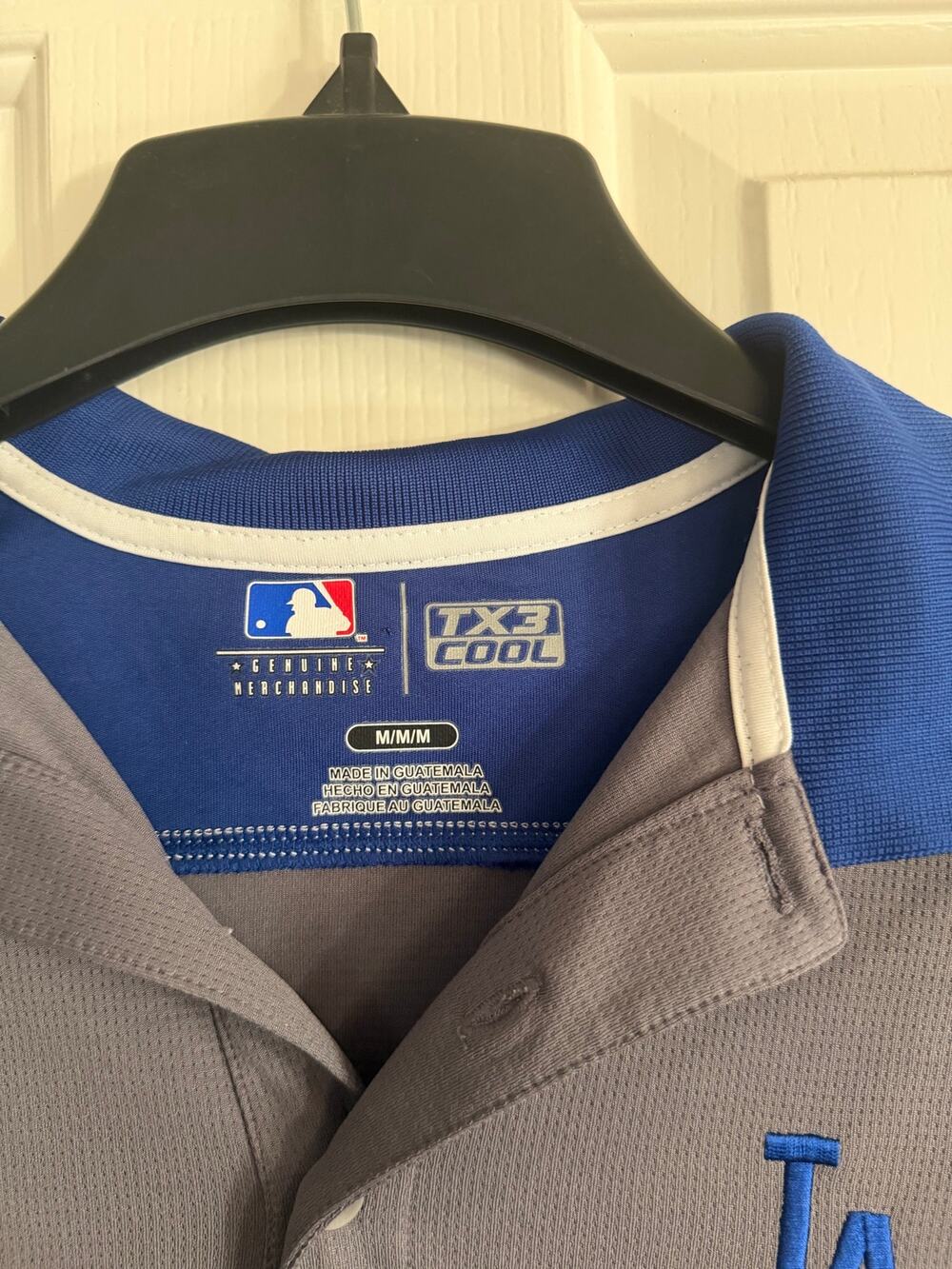 TX3 Cool Los Angeles Dodgers Polo Shirt Size Medium Gray Blue Collared Pullover